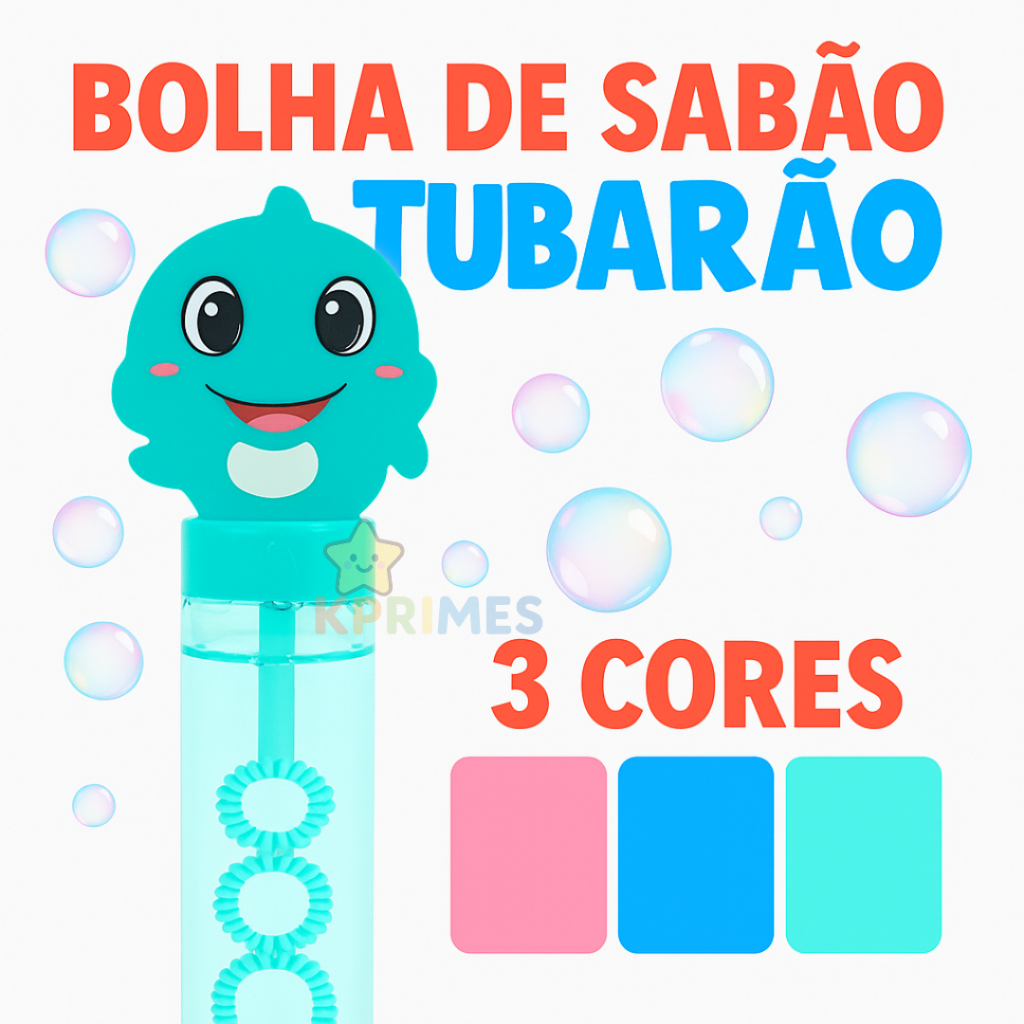 Bolha de Sabão Tubarão Baby Divertido 100ml Brinquedo Lembrancinha Festa Brincadeira ao Ar Livre