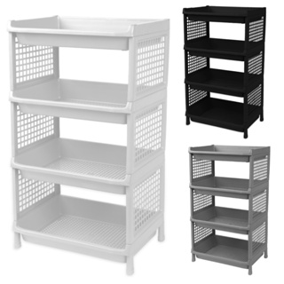 Estante 4 Prateleiras Organizadora de Plástico Modular Multiuso Cozinha Quarto Escritório Fruteira em Oferta na Shopee
