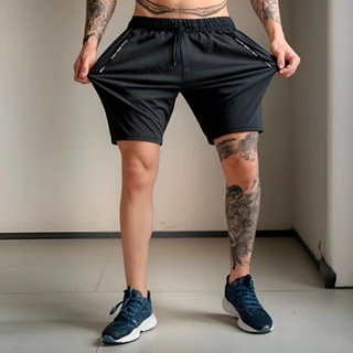 Shorts Bermuda Masculino Esportivo Bolsos Zíper Praia Secagem Rápida Piscina Elastano em Oferta na Shopee