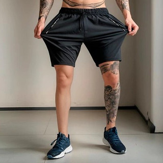 Shorts Bermuda Masculino Esportivo Bolsos Zíper Praia Secagem Rápida Piscina Elastano