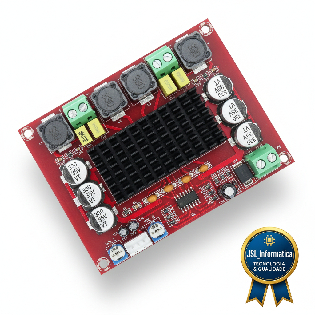 Placa Amplificadora de Som 240W RMS Canal Duplo Estéreo 2x120W Amplificador de Potência TPA3116D2