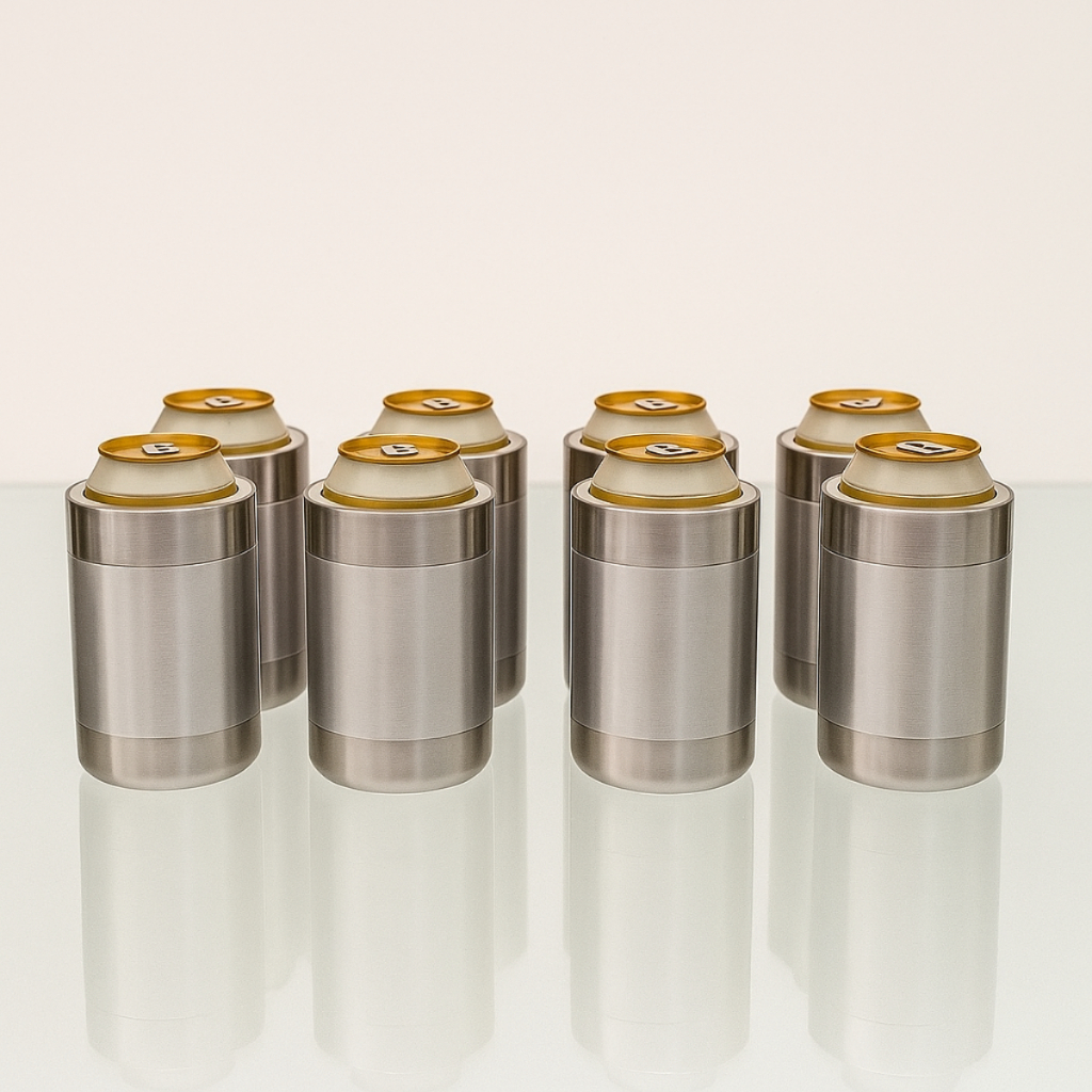 Kit Porta Lata Térmico para Lata 350ml com 8 unidades em Alumínio com Isolamento em Isopor Escovado