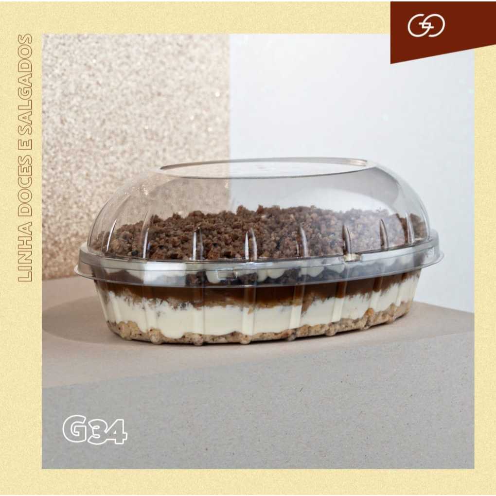 20 un Embalagem Oval Colomba, Pavê, Mousse 2000ml PET c/Tampa G34 Galvanotek Premium