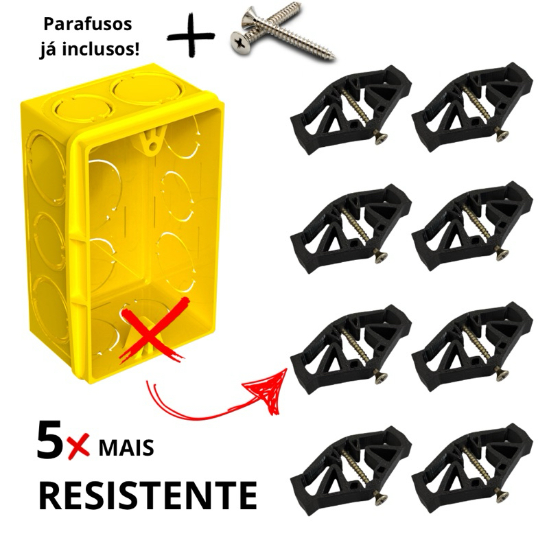 KIT SALVA CAIXINHA 4x2 Suporte Placa Tomada Quebrada Reparo Fixador Elé