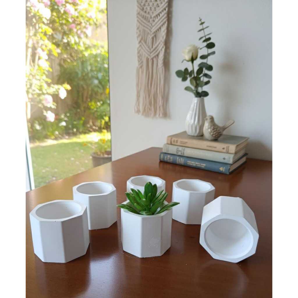 Kit de 20 Vasinhos de Gesso para Suculentas Lembrancinhas Octogonal