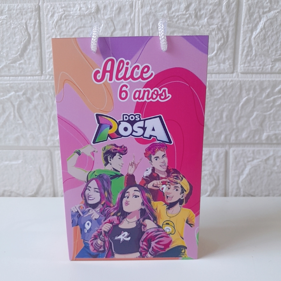 PEGUE E MONTE Sacolinha Surpresa Personalizada Tema Clube dos Rosas Sacola Surpresa Lembrancinha Festa Infantil