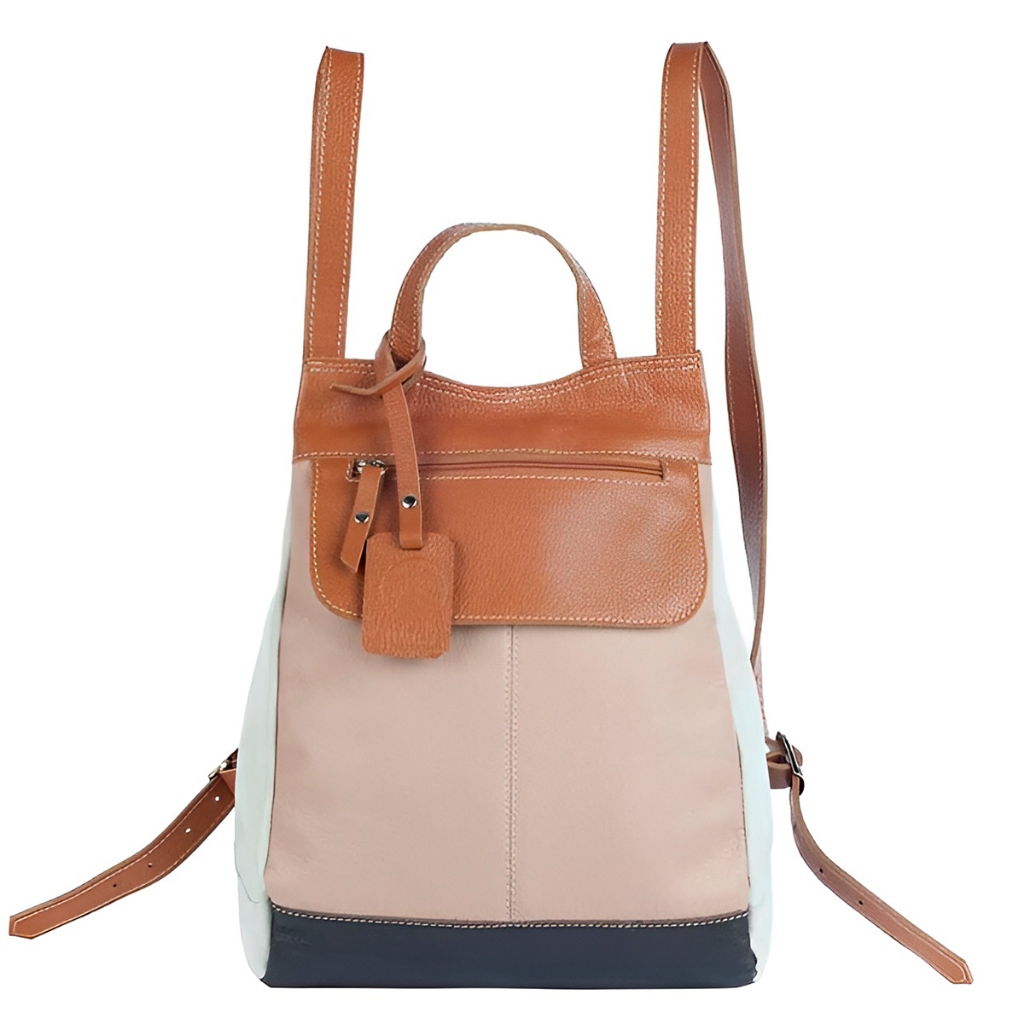 Mochila de Couro Legítimo Modelo Maluzinha Elegante Cores: :Colorida/Preta/Caramelo/Marsala/Tom Terroso/Verde Musgo