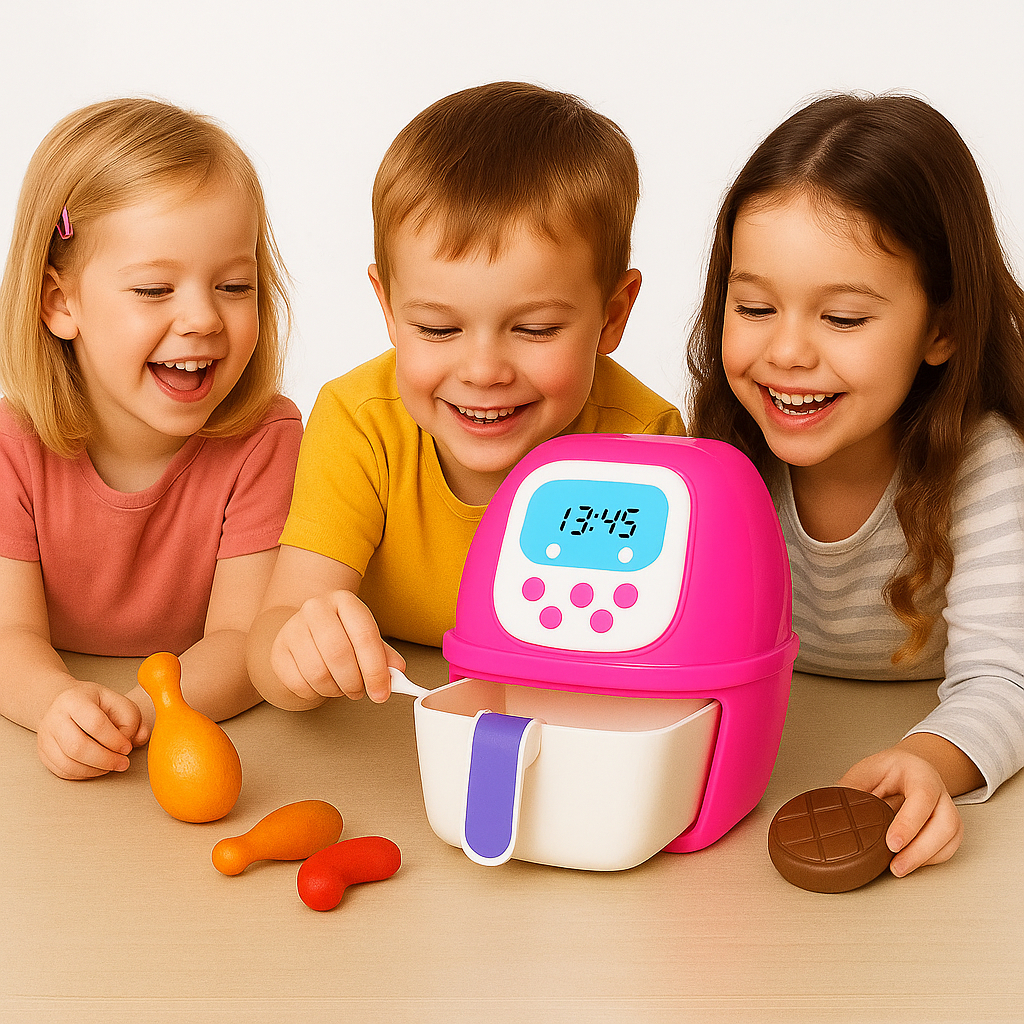 Mini Air Fryer Infantil Brinquedo Cozinha Com Bandeja Removível Simulation Cozinha Educativo