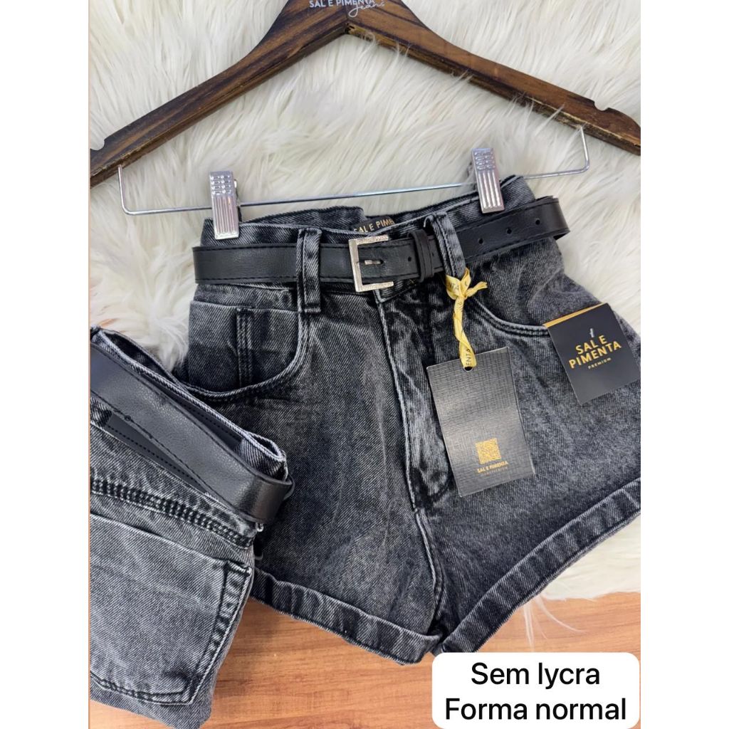 Shorts Jeans Feminino Sal e Pimenta/Pimenta Original Cintura Alta Com Elastano - Vários Modelos Lançamento em Oferta na Shopee