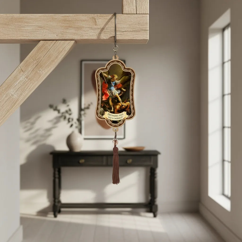 Adorno de Porta ou Parede São Miguel Arcanjo – 7,5x14,5 cm – Símbolo de Proteção e Fé para o Lar