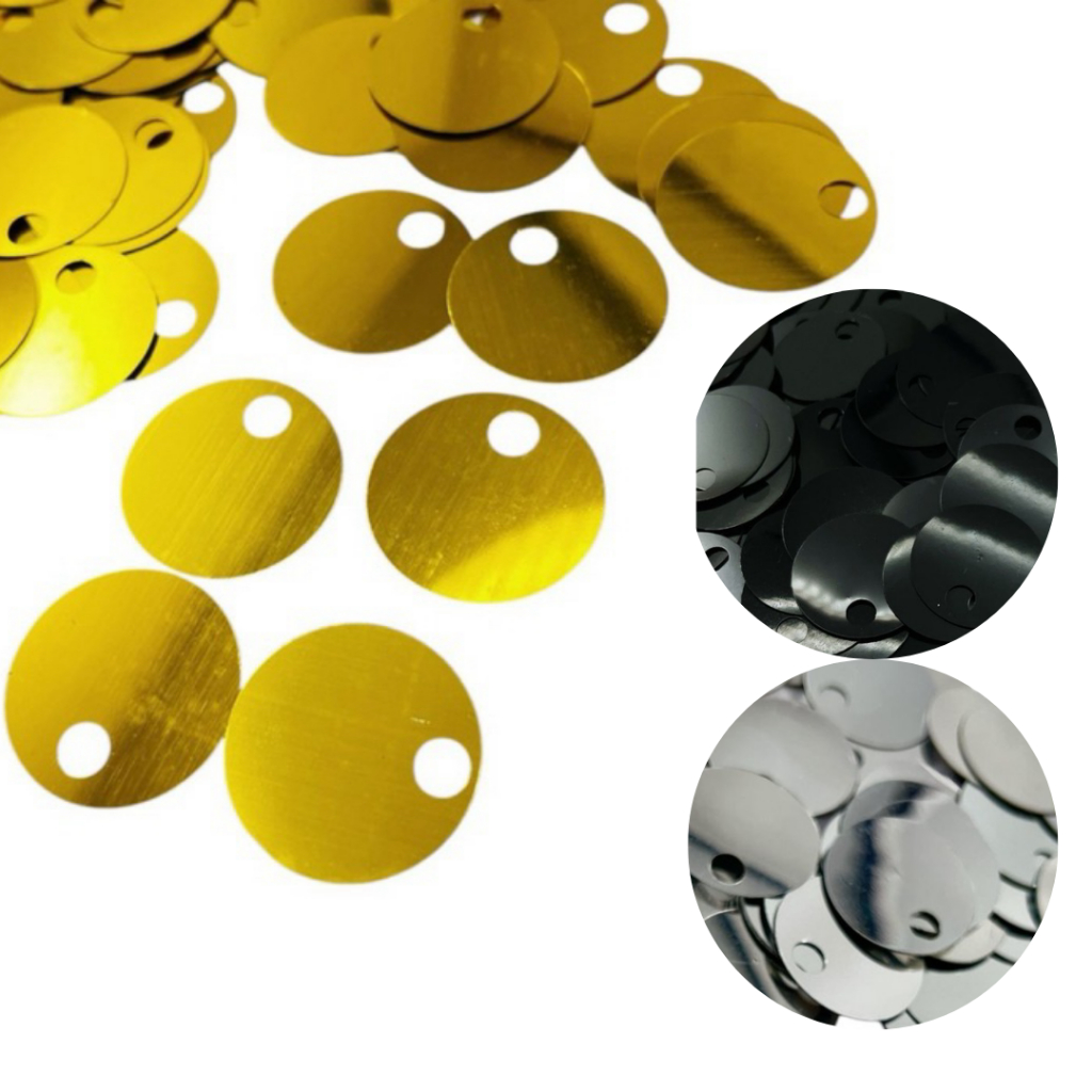 Paetê Lantejoula Furo Grande 25mm Várias Cores Espelhado Brilhante 250 Pçs 50 Grs em Oferta na Shopee