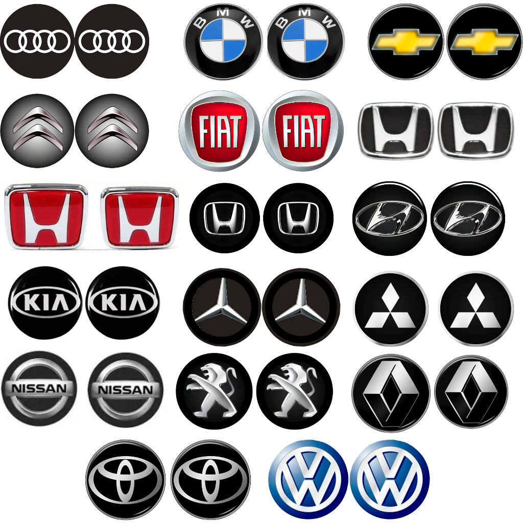 Emblema/ Adesivo Par Chave Carro Vw Fiat Gm Honda Kia Nissan Resinado Vários