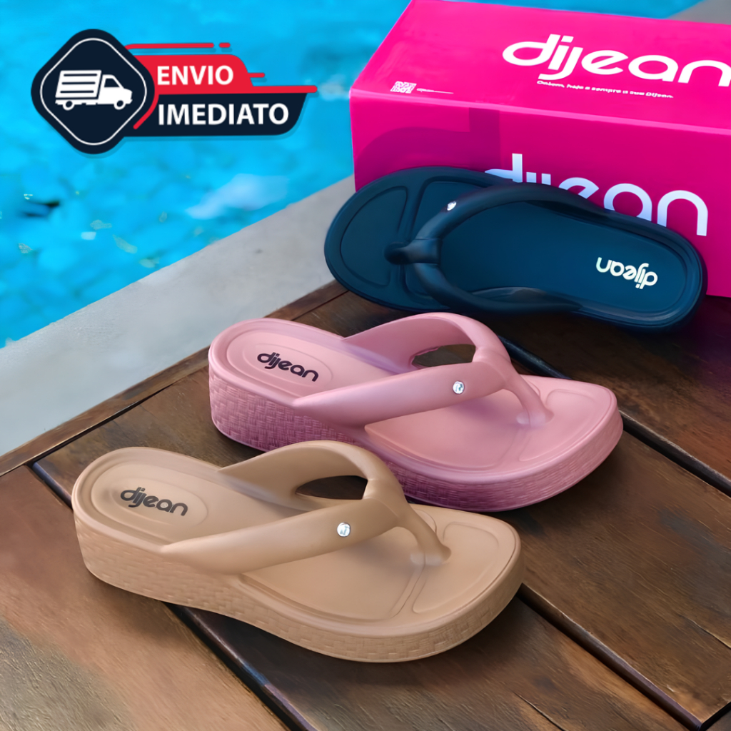 Chinelo Dijean Tamanco Feminino Sandália Anabela Sofisticado e Moderno Macia e Confortável Original.