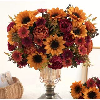 Flores artificiais de peônia e girassol--5171 em Oferta na Shopee