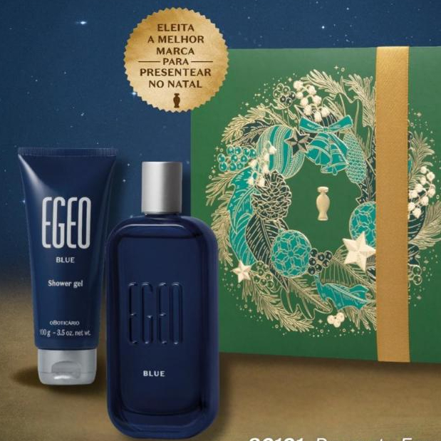 Kit Presente Natal 2025 Egeo Blue: Desodorante Colônia 50ml + Shower Gel 100g O Boticário Natal
