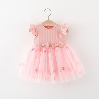 Vestido baby menina borboleta saia tule com laço na cintura  estilo na aniversário e festa em Oferta na Shopee