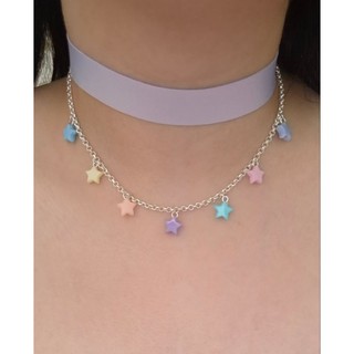 Choker com pingente de estrelas Choker kawaii