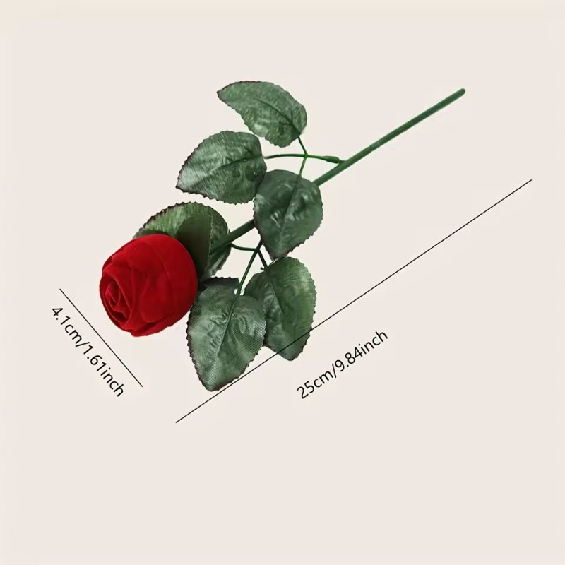 Caixa de anel de rosa simulada, caixa de joias para o dia dos namorados, adereços para proposta, presente de aniversário — imagem 2 de 2