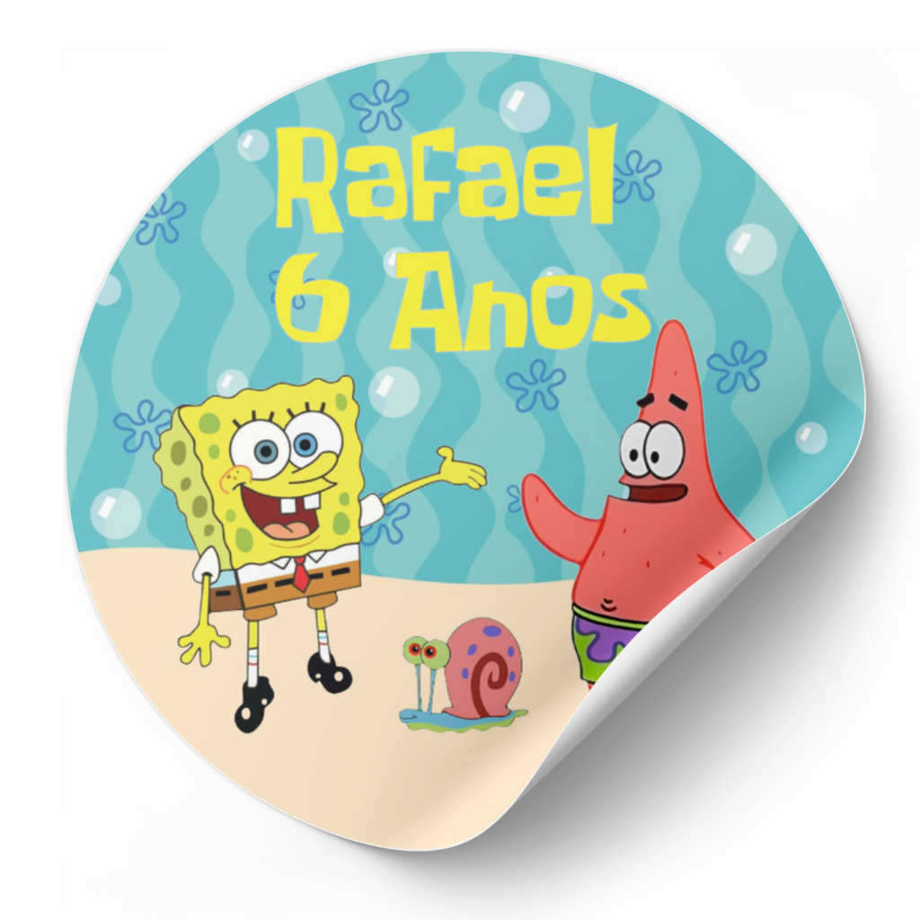 40 Adesivos Bob Esponja Personalizados 4,5cm Lembrancinhas Aniversário