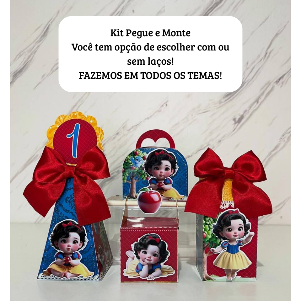 Kit festa infantil PEGUE E MONTE Branca de neve - Branca de neve bebê - Lembrancinha personalizada Branca de neve cute