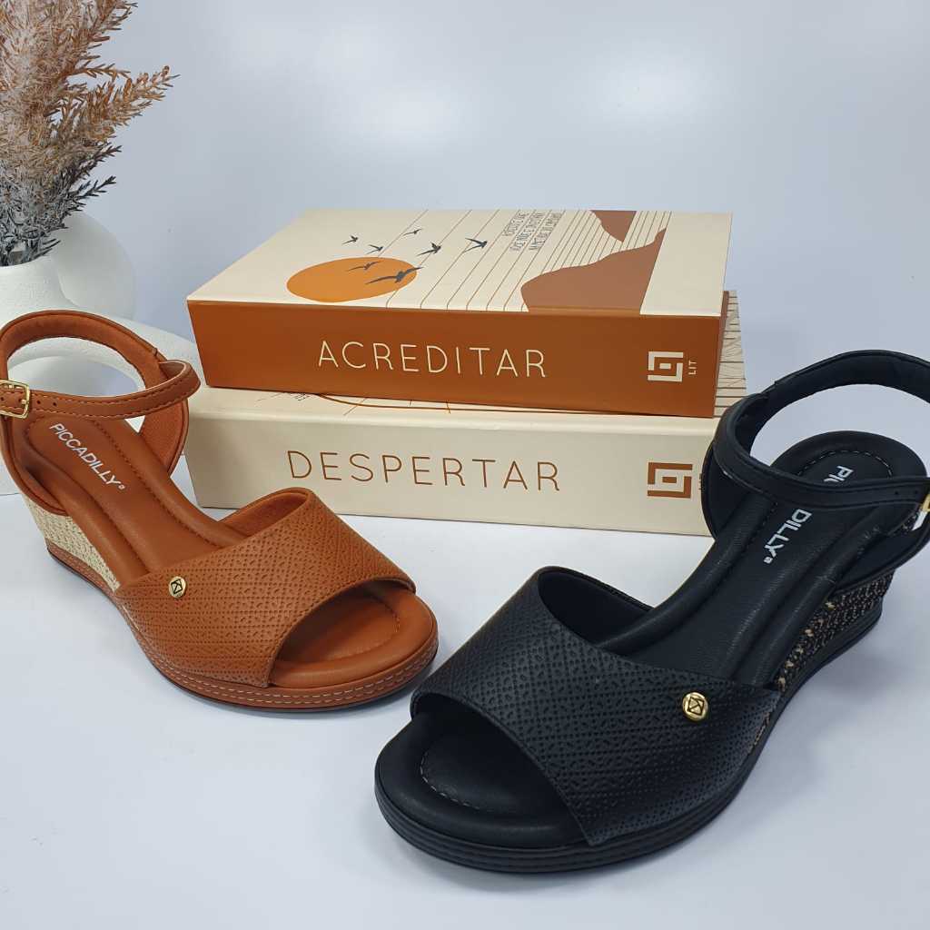 Sandália Anabela Piccadilly 408214 Conforto com Salto