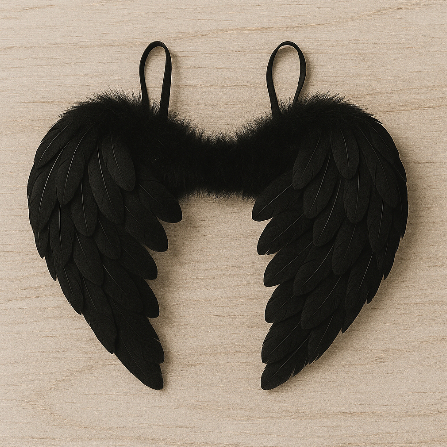 Fantasia Asa de Anjo Branca ou Preta Fantasia Halloween Carnaval 55cm
