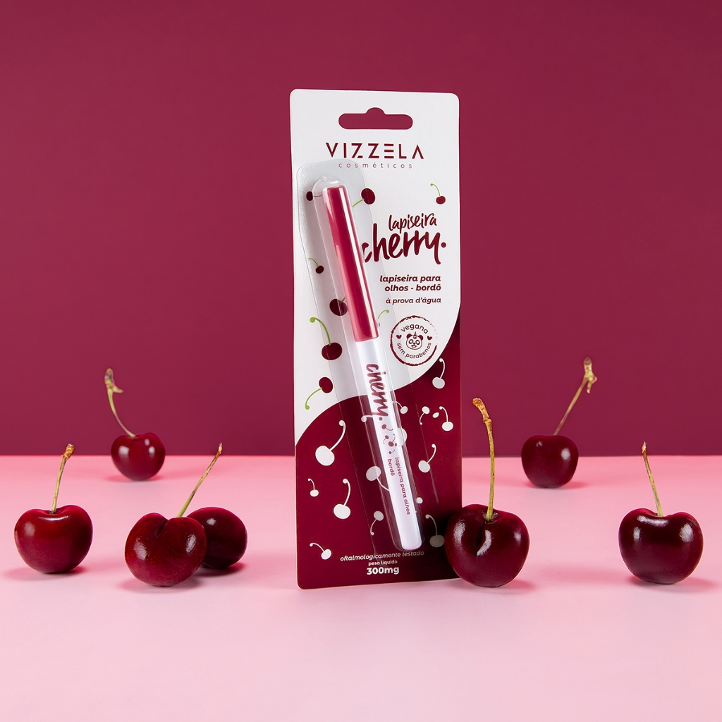 Lapiseira Delineador Olhos Cherry Bordô Retrátil À Prova D'Água Vegano Original Vizzela em Oferta na Shopee