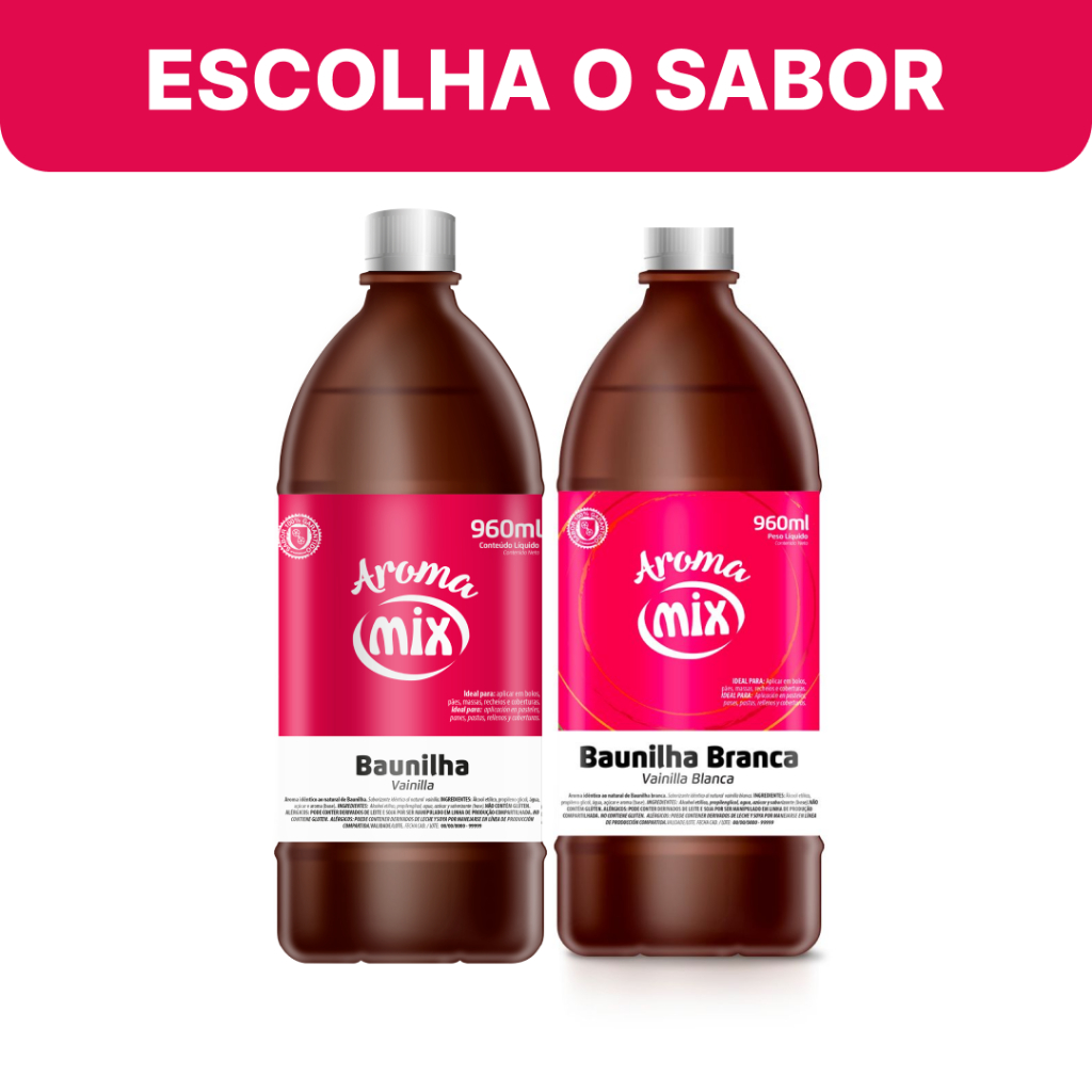 Essência Aroma Alimentício Baunilha / Baunilha Branca 960ml - Mix