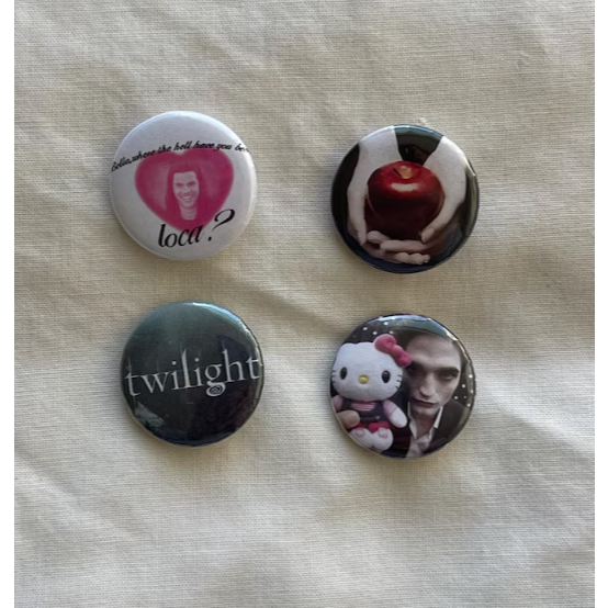 Kit de 4 Bottons Pins Crepúsculo Twilight  Personalizados Buttons Broches Filme