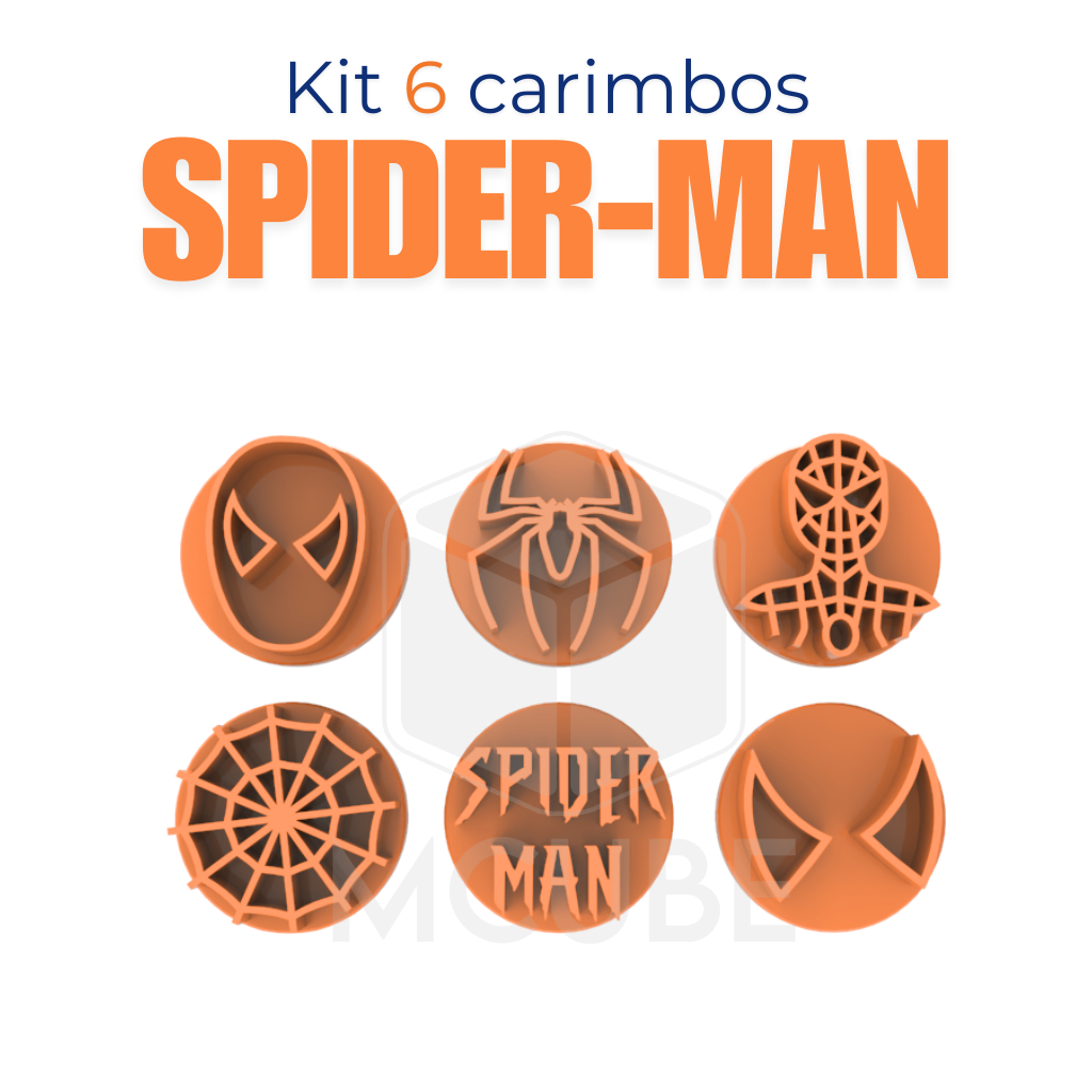 Kit com 6 Carimbos para Docinhos e Brigadeiro - Homem Aranha Spider Man