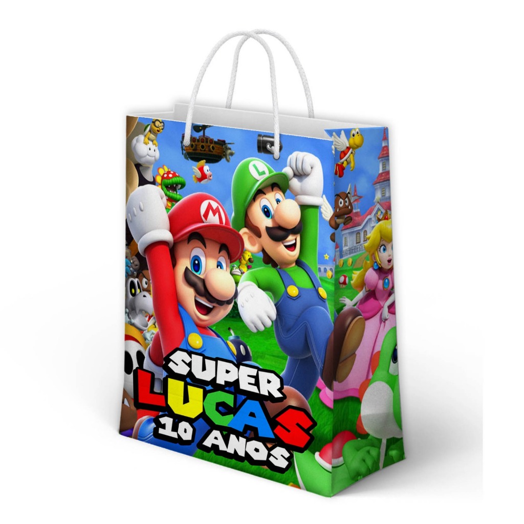Sacolinha Super Mário Personalizada para Aniversário/ Lembrancinha Festa Infantil / Qualquer nome e idade