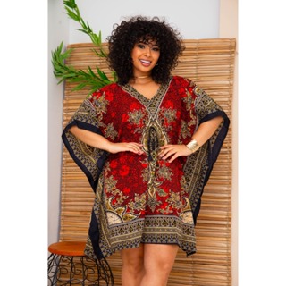 Bata Indiana Kaftan Vestido Feminina Longuete Saída De Praia Maya Vermelha em Oferta na Shopee