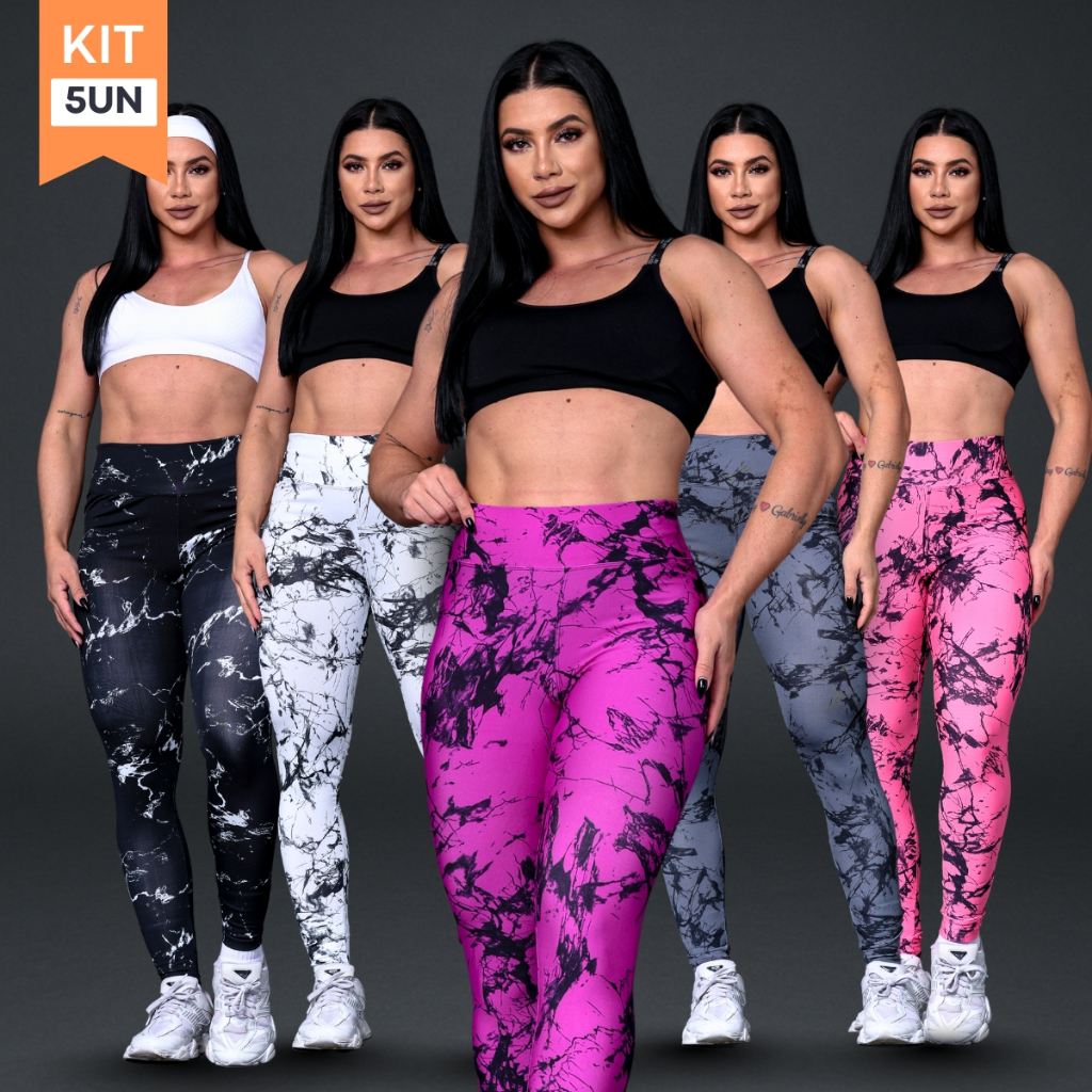 Kit 5x Legging Academia Grossa Cross Fit Treino Corrida Yoga Cós Alto Levanta Bumbum + Brinde em Oferta na Shopee