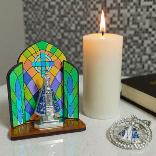 Mini Altar Nossa Senhora Aparecida + Chaveiro religioso católico