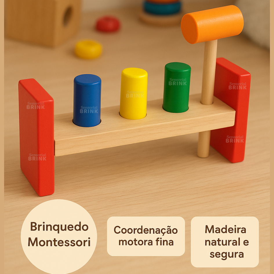 Bate Pino - Martelo Infantil Educativo Didático Coordenação Motora - Brinquedo Educativo - Brinquedo …