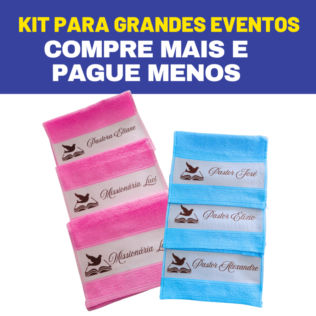 Kit Toalhinhas Personalizadas com Nome Frase Foto ou Logo – Aniversário, Casamento, Igrejas em Oferta na Shopee