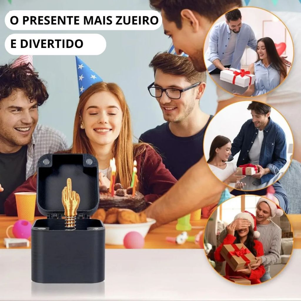 Caixinha Surpresa Dedo do Meio Presente Criativo Brincadeira Engraçada Pegadinha Festa Amigo Secreto — imagem 2 de 2