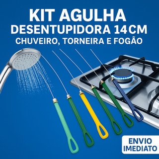 Escova Agulha Desentope Chuveiro Mini Limpador Boca de fogão Multifuncional kit c/5