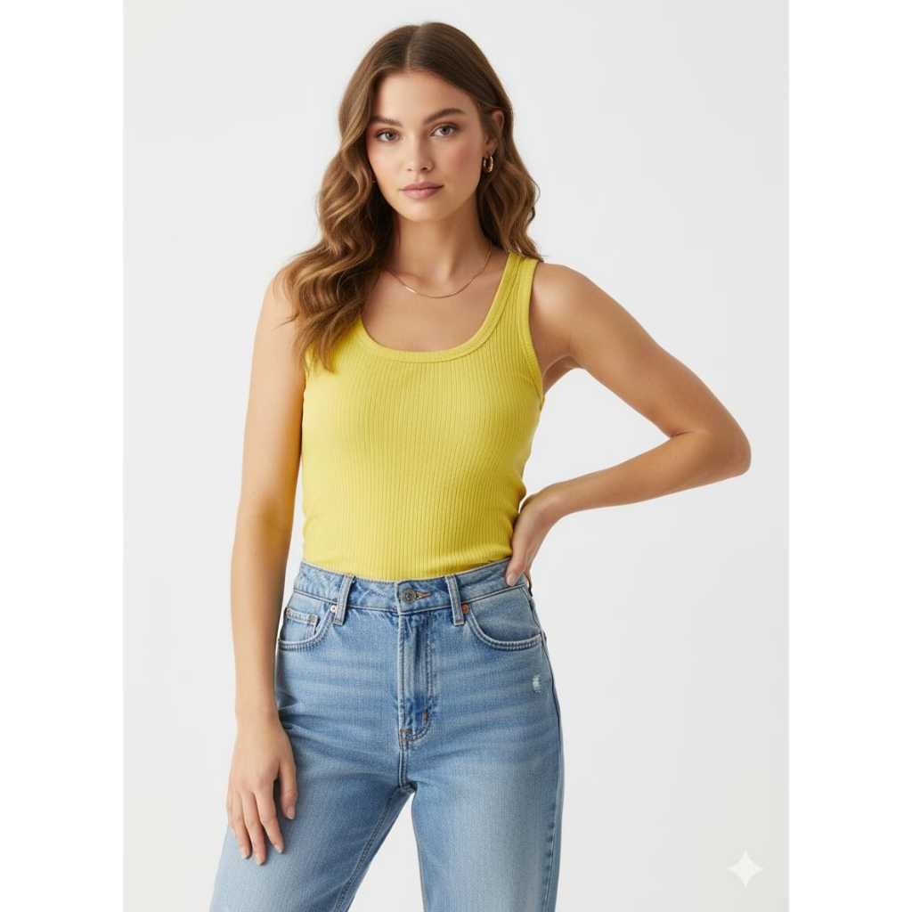blusa regata feminina básica canelada americana tendencia decote estilosa