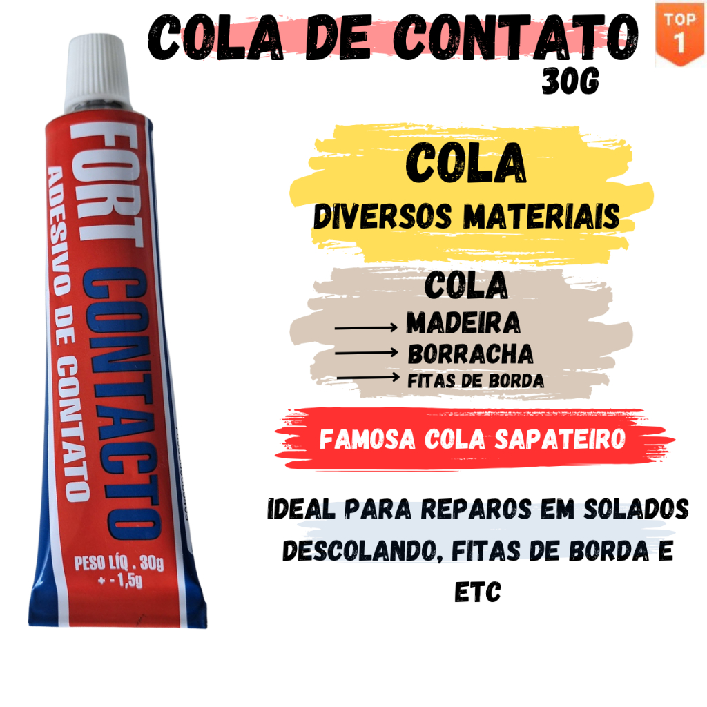 Cola de Contato Fort Contacto 30g – Ideal para Sapato, Sola, Couro, Madeira, Plástico e Mais! em Oferta na Shopee