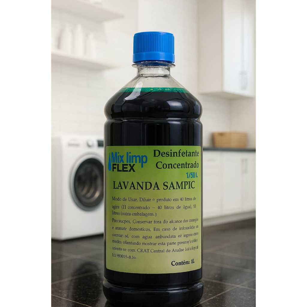 DESINFETANTE CONCENTRADO LAVANDA SAMPIC 1 LITRO FAZ 50 LITROS em Oferta na Shopee