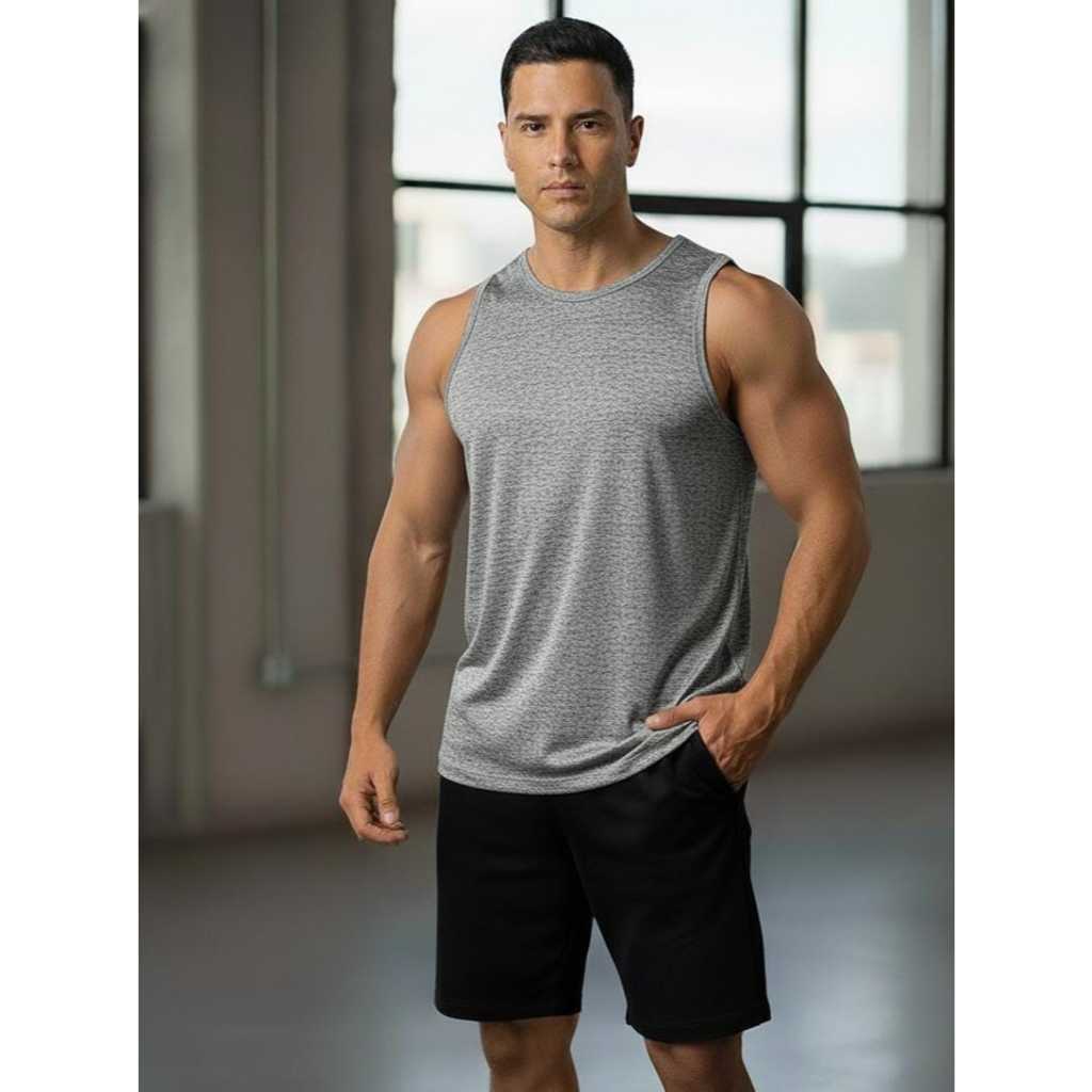 Camiseta Regata CINZA Cavada Nadador Para Treino Academia Super Cavada
