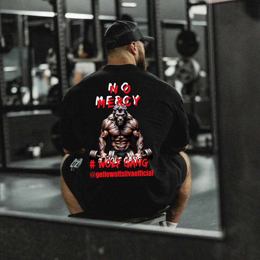 Camiseta Oversized Premium No Mercy Wolf Gang 100% Algodão Confortavel Academia Treino Maromba Fit