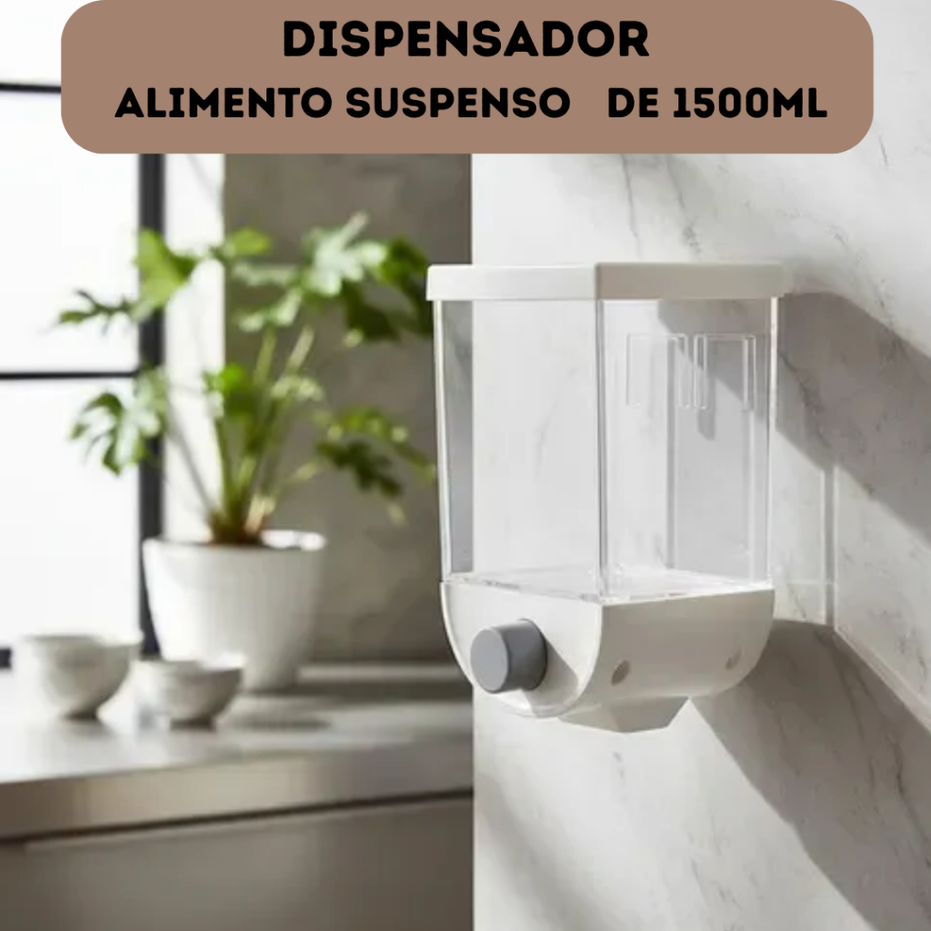 Organizador Dispenser  alimentos secos como grãos, cereais, arroz, feijão, café, farinha,Suspenso Multiuso Alta Capacida