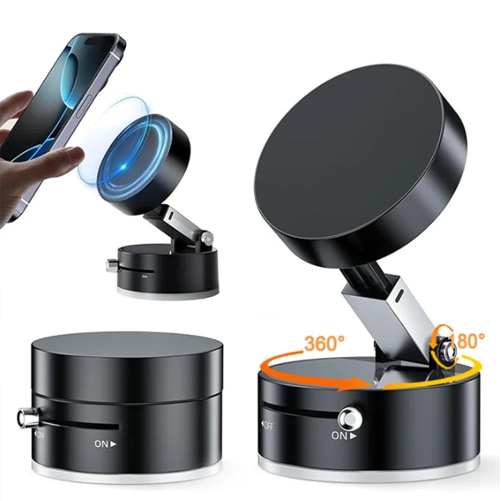 Suporte De Celular 360° Magnético Com Sucção A Vácuo Veicular Mesa Giratório Dupla Face Fixa Forte