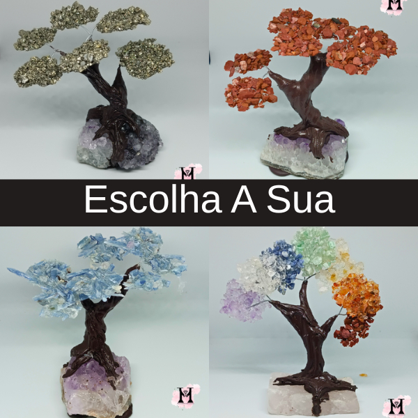 Imagem Arvore de Pedras Naturais Bruta Bonsai Tam. Pequeno Signos Cristal/Ametista/Pirita