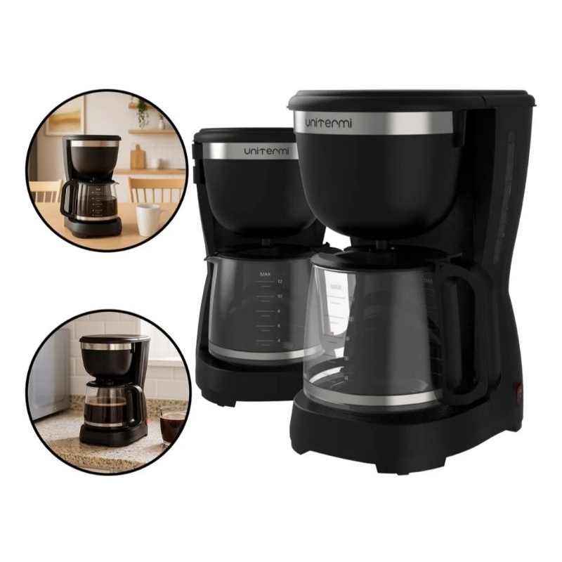 Cafeteira Elétrica 1,2 Litros Unitemi Preta 220VOLTS– 30 Xícaras, 680W, Corta-Pingos Base Aquecimento CAFETEIRA UNITEMi