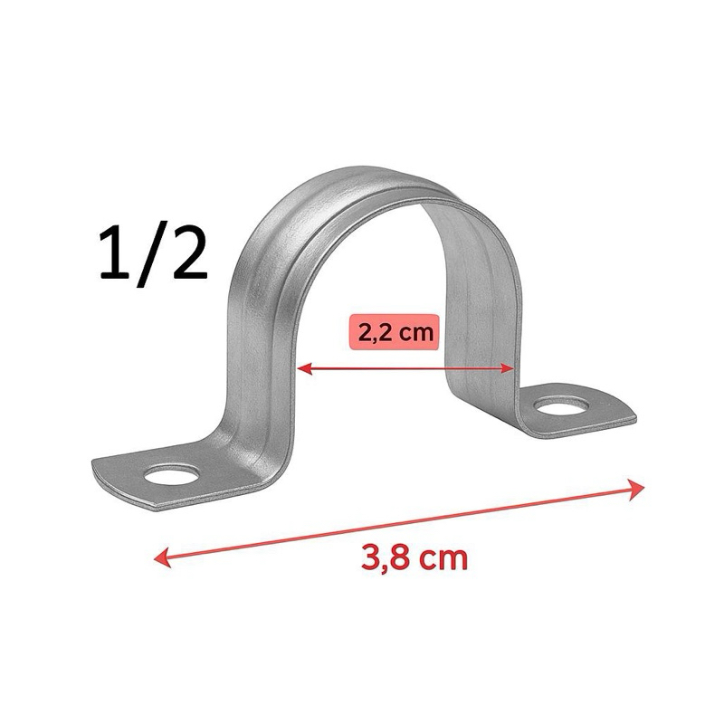 Kit 5 Abraçadeira tipo U 1/2 ou 3/4 para Canos Tubos Tubulação Encanação Eletroduto Construção Civil Aço Galvanizado