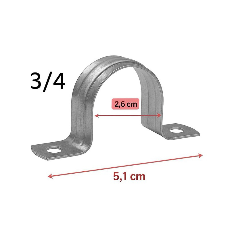 Kit 10 Abraçadeira tipo U 1/2 ou 3/4 para Canos Tubos Tubulação Encanação Eletroduto Construção Civil Aço Galvanizado
