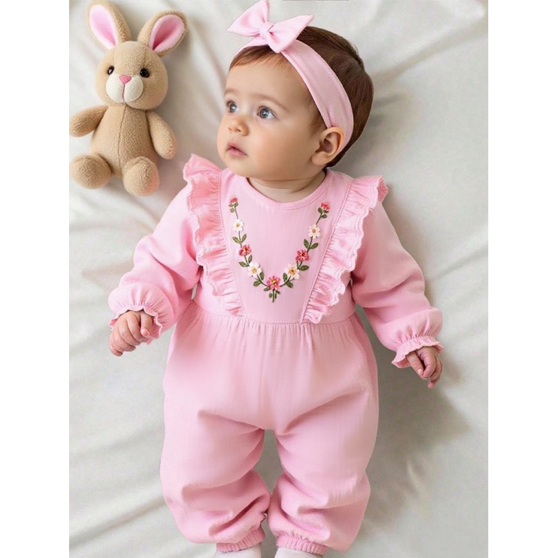 Macacão bebê menina com faixa de cabelo Louise em Oferta na Shopee